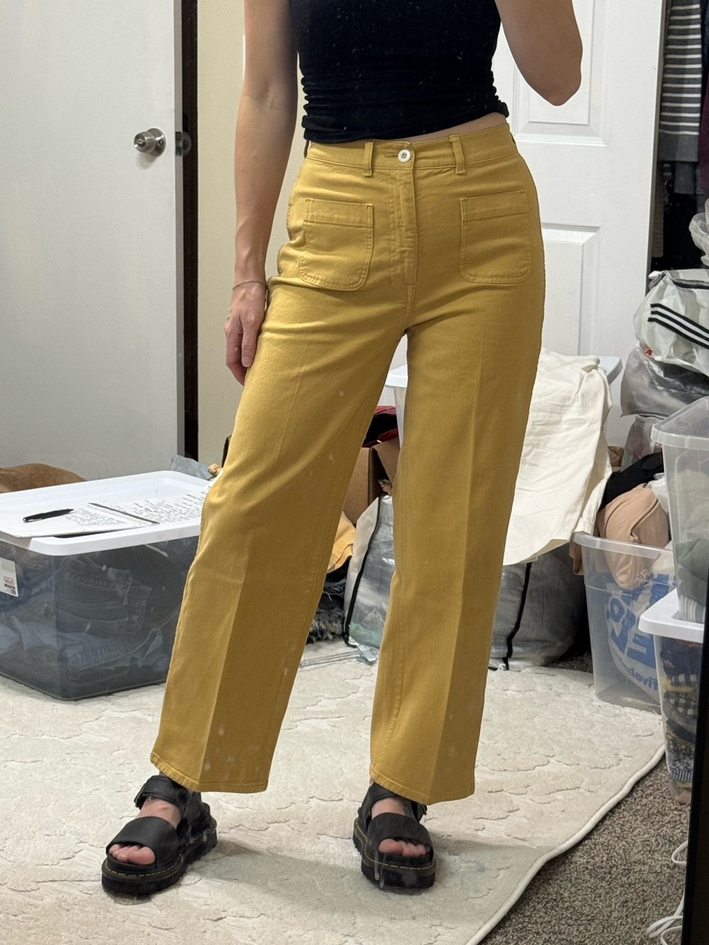 Madewell Emmett cropped mustard wide leg pants, size 27 - Picture 9 of 10